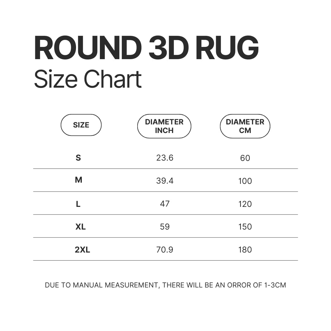 Roung Rug Size Chart 1 - Mob Psycho 100 Shop