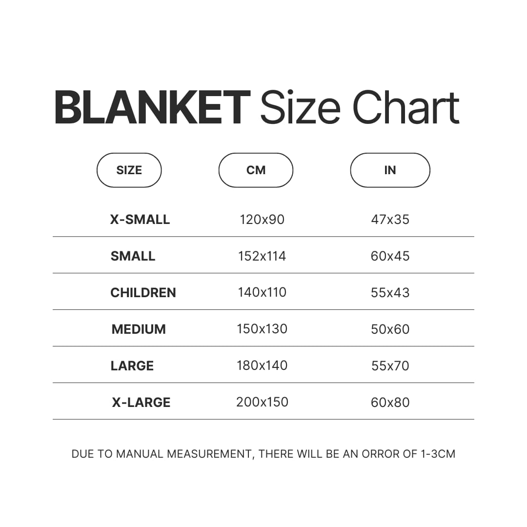 Blanket Size Chart - Mob Psycho 100 Shop