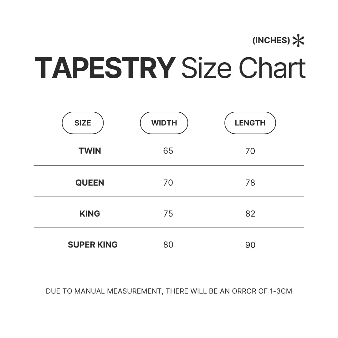 Tapestry Size Chart - Mob Psycho 100 Shop